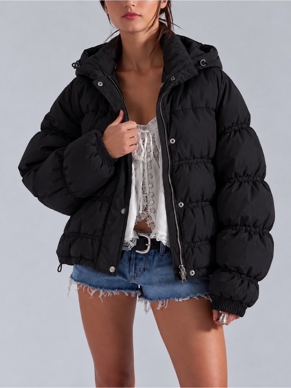 Free People Party Of One Solid Puffer Jacket NWOT